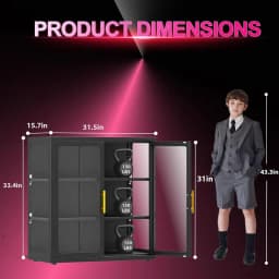 34" Display Cabinet with Glass Do, 4-Tier Curio Cabinet with Many Color Lights or Collectibles, Glass Display Case, Bookcase wit