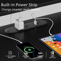 44/60 inch Computer Desk with Built-in Power Strip, Adjustable Monitor Riser, 3 Fabric Storage Drawers, PC Tower Stand & Headphone Hooks, Ergonomic Home Office Writing Workstation for Bedroom Study