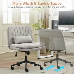 TCGBKAF Gray Criss Cross Chair Armless Desk Office with Wheels And Lumbar Pillow Adjustable Swivel Task Vanity Linen Chair