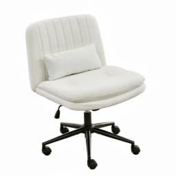 TCGBKAF Gray Criss Cross Chair Armless Desk Office with Wheels And Lumbar Pillow Adjustable Swivel Task Vanity Linen Chair