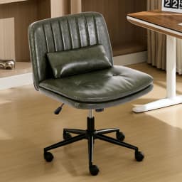 TCGBKAF Gray Criss Cross Chair Armless Desk Office with Wheels And Lumbar Pillow Adjustable Swivel Task Vanity Linen Chair