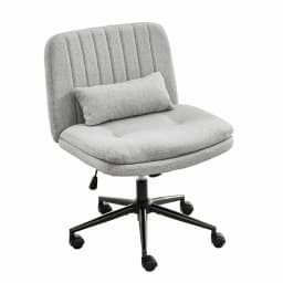 TCGBKAF Gray Criss Cross Chair Armless Desk Office with Wheels And Lumbar Pillow Adjustable Swivel Task Vanity Linen Chair