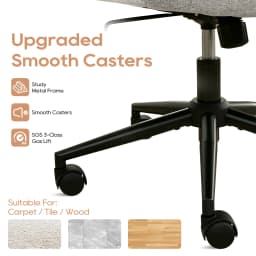 TCGBKAF Gray Criss Cross Chair Armless Desk Office with Wheels And Lumbar Pillow Adjustable Swivel Task Vanity Linen Chair