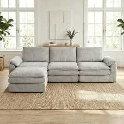 118 Inches L-Shaped Chenille Cloud Lazy Sofa, Black Oversized Deep Seat Modular Sectional Couch with Chaise Lounge, Ultra Soft Cat Scratch Resistant Chenille Fabric, No Assembly Low Maintenance Extra Comfort Large Sofa, Universal Furniture for Living Room