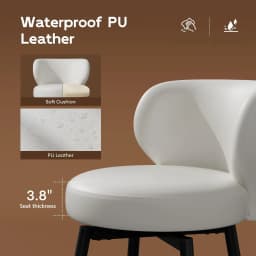 26" White Bar Stools Set of 2, Swivel Kitchen Island Chairs, Upholstered Winged Backrest, 360° Silent Swivel, 350lbs Capacity, Fits 35"-39" Bars