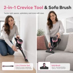 Cordless Vacuum Cleaner, 55KPa Powerful Suction, 45Mins Runtime, Self-Standing Stick Vacuum with 1.5L Dust Cup, 3 Suction Modes for Home Floor,Pet Hair and Carpet