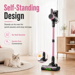 Cordless Vacuum Cleaner, 55KPa Powerful Suction, 45Mins Runtime, Self-Standing Stick Vacuum with 1.5L Dust Cup, 3 Suction Modes for Home Floor,Pet Hair and Carpet