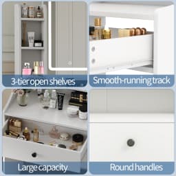 MCQ Living Room Wood Cabinet With LED Mirror Small Makeup Vanity Desk Storage Display Nightstand Bedside Coffee Sofa Tea Table Cabinets For Furniture
