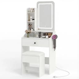 MCQ Living Room Wood Cabinet With LED Mirror Small Makeup Vanity Desk Storage Display Nightstand Bedside Coffee Sofa Tea Table Cabinets For Furniture