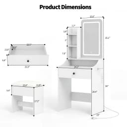 MCQ Living Room Wood Cabinet With LED Mirror Small Makeup Vanity Desk Storage Display Nightstand Bedside Coffee Sofa Tea Table Cabinets For Furniture
