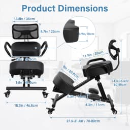Has Pedals Kneeling Chair with Back Support Ergonomic Multifunctional 198 Lbs Capacity, Kneeling Stool, for Men Women Adults Home Office Study Living Room Meditation