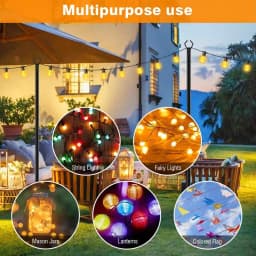 10Ft 4 Pack String Light Poles,Light Poles For Outside Lights,Outdoor With Fence Brackets Hanging Lights,Metal Stand Deck Patio Backyard, Heavy Duty Stepped-In 3-Prong Base Light Pole For Backyard Decoration