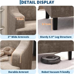 Light Brown Chenille Scooped Accent Chair – Comfy Reading Armchair, Sturdy Wood & Iron Frame, Mid-Century Modern Design, Easy Assembly, Perfect for Living Room, Bedroom or Reading Nook