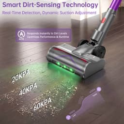 Lightweight Cordless Vacuum 650W/60Kpa/80 Mins Running Time Auto Suction Adjust HEPA Filter LED Display Handhelp Hoover Multi Attachments 2.5 Hours Charging Time for Hardwood Carpet Pet Hair Home Car Cleaning