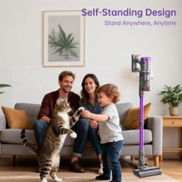 Lightweight Cordless Vacuum 650W/60Kpa/80 Mins Running Time Auto Suction Adjust HEPA Filter LED Display Handhelp Hoover Multi Attachments 2.5 Hours Charging Time for Hardwood Carpet Pet Hair Home Car Cleaning