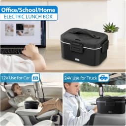 Electric Heated Lunch Box 110V for Home Office, Portable Food Warmer, 304 Stainless Steel Heating Lunch Container, No Microwave Needed, Leakproof Thermal Lunchbox for Adults Work