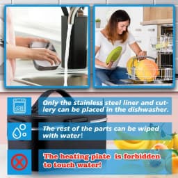 Electric Heated Lunch Box 110V for Home Office, Portable Food Warmer, 304 Stainless Steel Heating Lunch Container, No Microwave Needed, Leakproof Thermal Lunchbox for Adults Work