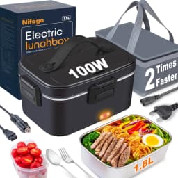 Electric Heated Lunch Box 110V for Home Office, Portable Food Warmer, 304 Stainless Steel Heating Lunch Container, No Microwave Needed, Leakproof Thermal Lunchbox for Adults Work