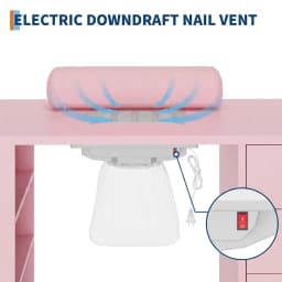 Nail Technician Desk With Dust Collector, Manicure Table With 2 Drawers, Cabinet, Pull Out Shelf & Wrist Rest For Salon Spa Home