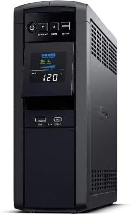 CP1500PFCLCD PFC Sinewave UPS System, 1500VA/1000W, 12 Outlets, AVR, Mini Tower,Black