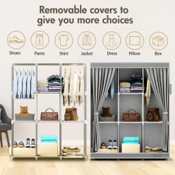 Closet Storage Portable Organizer Clothes Wardrobe Large Capacity Dustproof Non-woven Fabric Quick and Easy Assembly