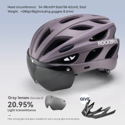 ROCKBROS Cycling Helmet Lightweight Integrated Helmet Head Protection Safety Helmet With Goggles Men Women MTB Road Bike Helmet