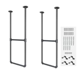 DIYHD 37" Ceiling Mount Gold Shelf 2 Pairs U Shape Pumbing Pipe Bracket for Kitchen(No Planks),Golden Black