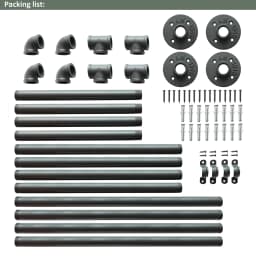 DIYHD 37" Ceiling Mount Gold Shelf 2 Pairs U Shape Pumbing Pipe Bracket for Kitchen(No Planks),Golden Black