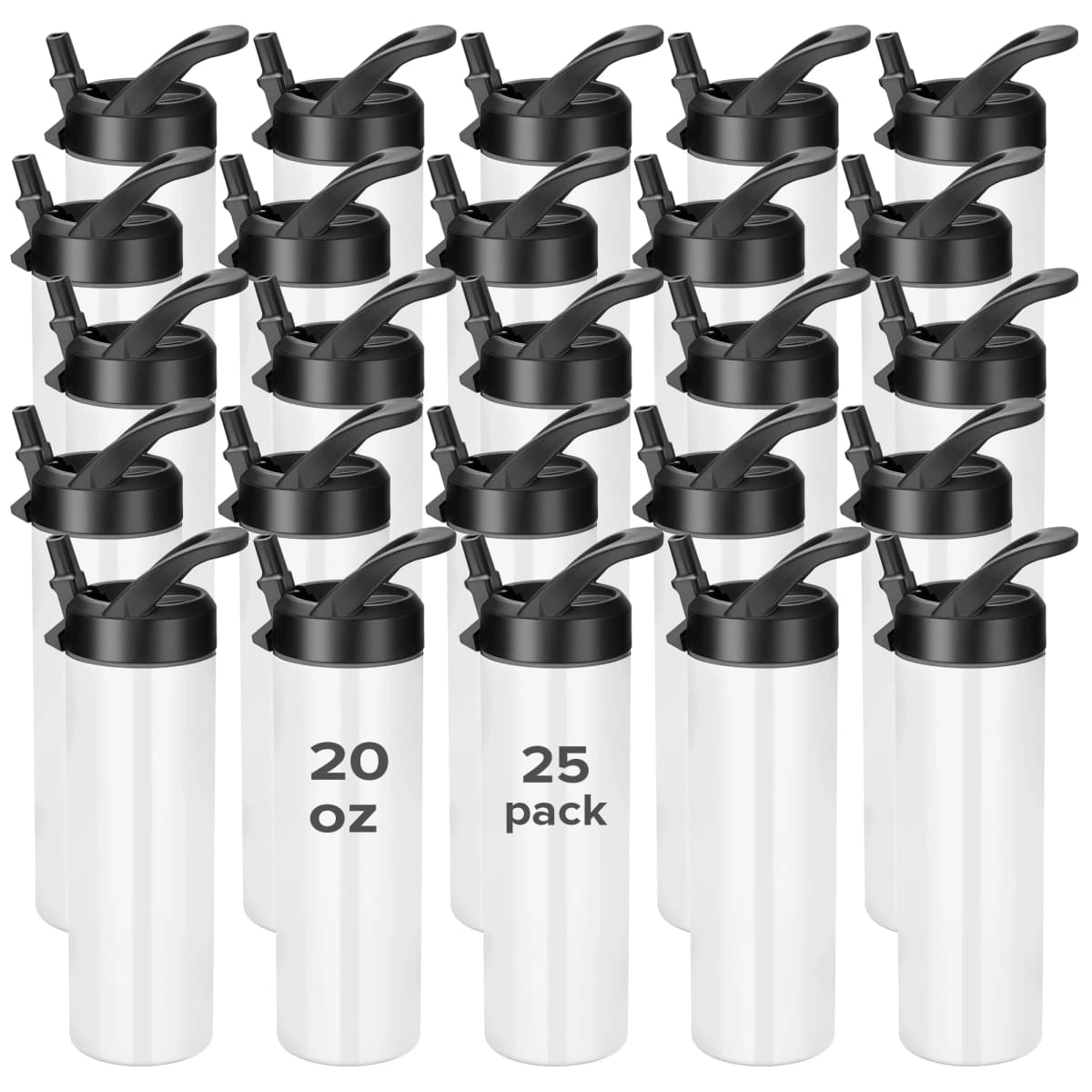 Sublimation Tumblers,12/25 Pack 20 oz Skinny Straight Sports Water Bottles Mugs,for Tumbler Press Machine Sublimation Print