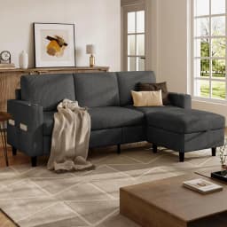 Convertible Sectional Couches for Living Room, 3 Seats L Shaped Sofa with Storage Ottoman & 2 Cup Holders, Modern, Customized