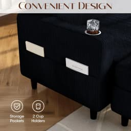 Convertible Sectional Couches for Living Room, 3 Seats L Shaped Sofa with Storage Ottoman & 2 Cup Holders, Modern, Customized