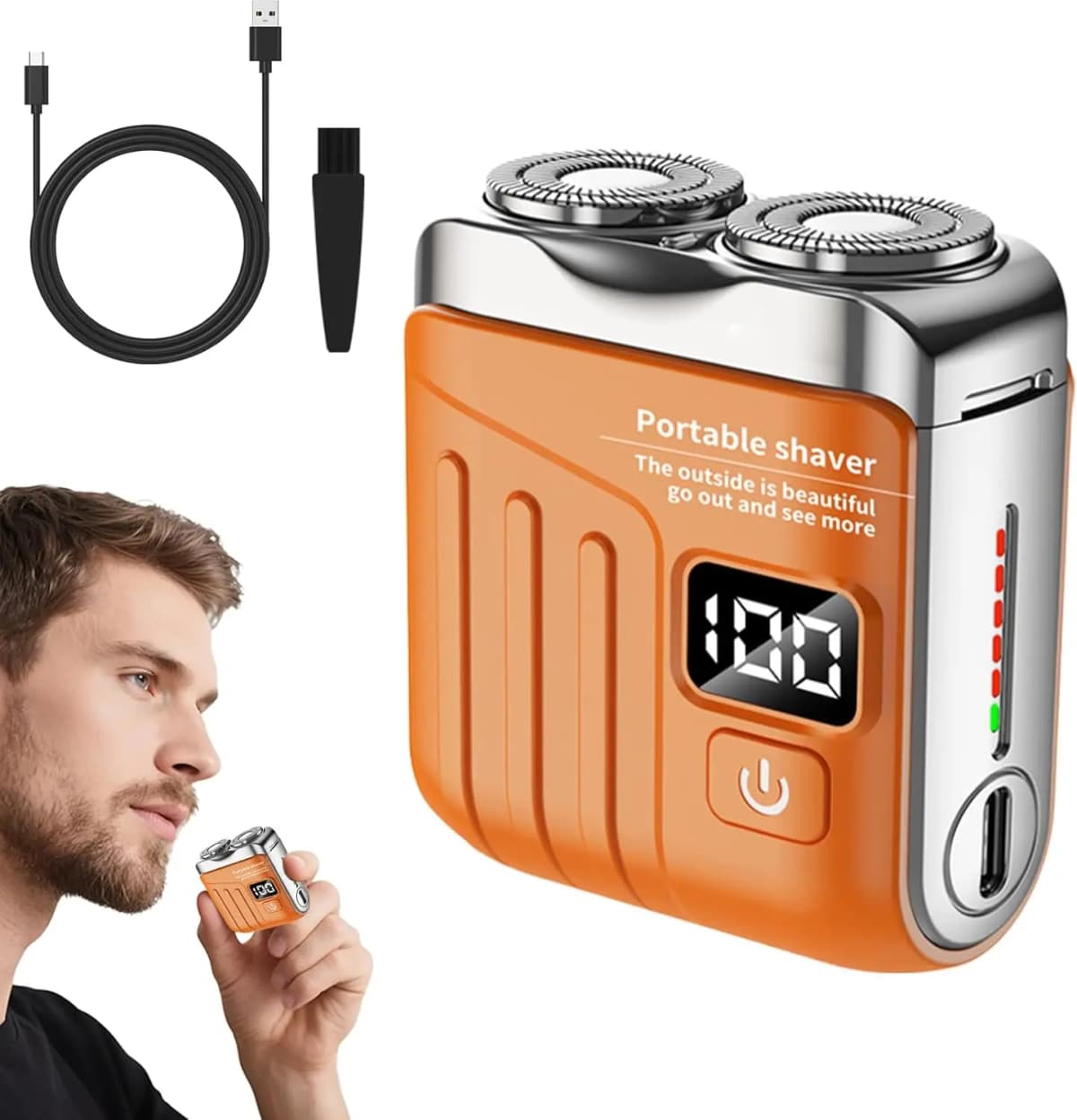 Electric Shaver with Smart LED Display, 9000 RPM Motor, 180 Days Standby, Waterproof Body, 1-Hour Quick Charge, Portable