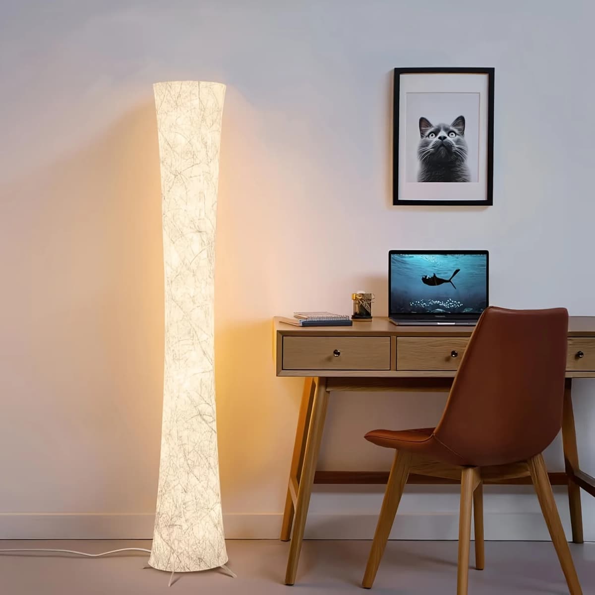 60" Modern Floor Lamp with Tyvek Paper, 3 Color Temperature Light, APP & Remote Control, Timer Setting, Perfect Corner Standing Lamp for Bedroom & Living Room, Gift for Valentine's Day/Birthday