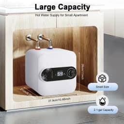 Electric Mini Tank Water Heater 1500W, 2.1 Gal Instant Hot Water Heater with LCD & Adjustable 86-149°F for Kitchen Bathroom