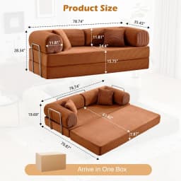 Sofa Bed, 79" Convertible Sleeper Sofa with Pull Out Bed, 5-in-1 Folding Corduroy Futon Couch, Modular Loveseat, Customized