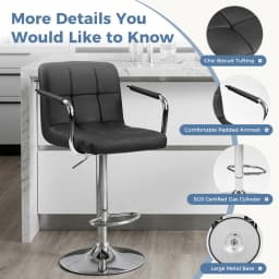 JHK Ergonomic Padded Armrests PU Leather Adjustable Swivel Office Chair Counter Height Thickened Seat Cushion with Back Chair