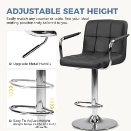 JHK Ergonomic Padded Armrests PU Leather Adjustable Swivel Office Chair Counter Height Thickened Seat Cushion with Back Chair