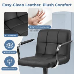 JHK Ergonomic Padded Armrests PU Leather Adjustable Swivel Office Chair Counter Height Thickened Seat Cushion with Back Chair