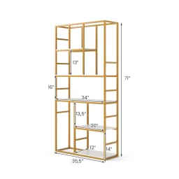 71” 5 Tier Tall Bookshelf w/ Open Storage Shelves, Metal Frame for Bedroom Office
