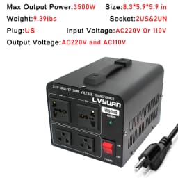 LVYUAN 700W/3500W/6000W Voltage Transformer AC 110V to 220V Or 220V to 110V Step Up&Down Converter US Standard Power Cord