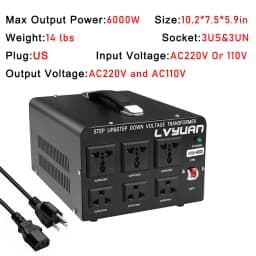 LVYUAN 700W/3500W/6000W Voltage Transformer AC 110V to 220V Or 220V to 110V Step Up&Down Converter US Standard Power Cord