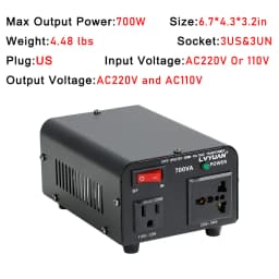 LVYUAN 700W/3500W/6000W Voltage Transformer AC 110V to 220V Or 220V to 110V Step Up&Down Converter US Standard Power Cord