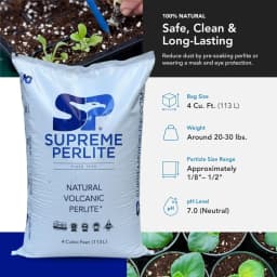 Supreme Perlite Coarse Horticultural Perlite 4 Cu Ft, Soil Aeration Potting Mix, Natural Growing Media for Indoor Outdoor Plants