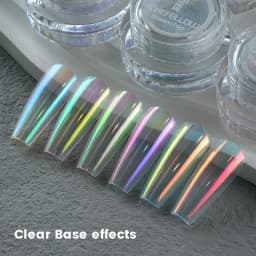 New YOKEFELLOW GleamTap Cushion Aurora Chrome Nail Powder Mermaid Aurora Effect Nail Art Glitter Decoration for Home DIY Salon