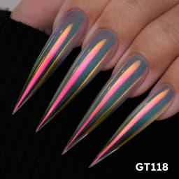 New YOKEFELLOW GleamTap Cushion Aurora Chrome Nail Powder Mermaid Aurora Effect Nail Art Glitter Decoration for Home DIY Salon