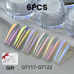 New YOKEFELLOW GleamTap Cushion Aurora Chrome Nail Powder Mermaid Aurora Effect Nail Art Glitter Decoration for Home DIY Salon