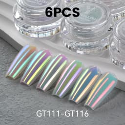 New YOKEFELLOW GleamTap Cushion Aurora Chrome Nail Powder Mermaid Aurora Effect Nail Art Glitter Decoration for Home DIY Salon