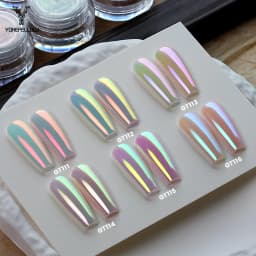 New YOKEFELLOW GleamTap Cushion Aurora Chrome Nail Powder Mermaid Aurora Effect Nail Art Glitter Decoration for Home DIY Salon