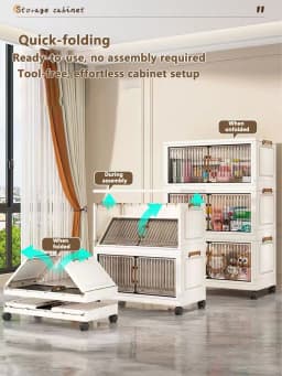 Foldable Storage Cabinet, No Installation Required, Multi-Layer Household Bedroom Clothes and Quilt Storage Cabinet, Extra-Large
