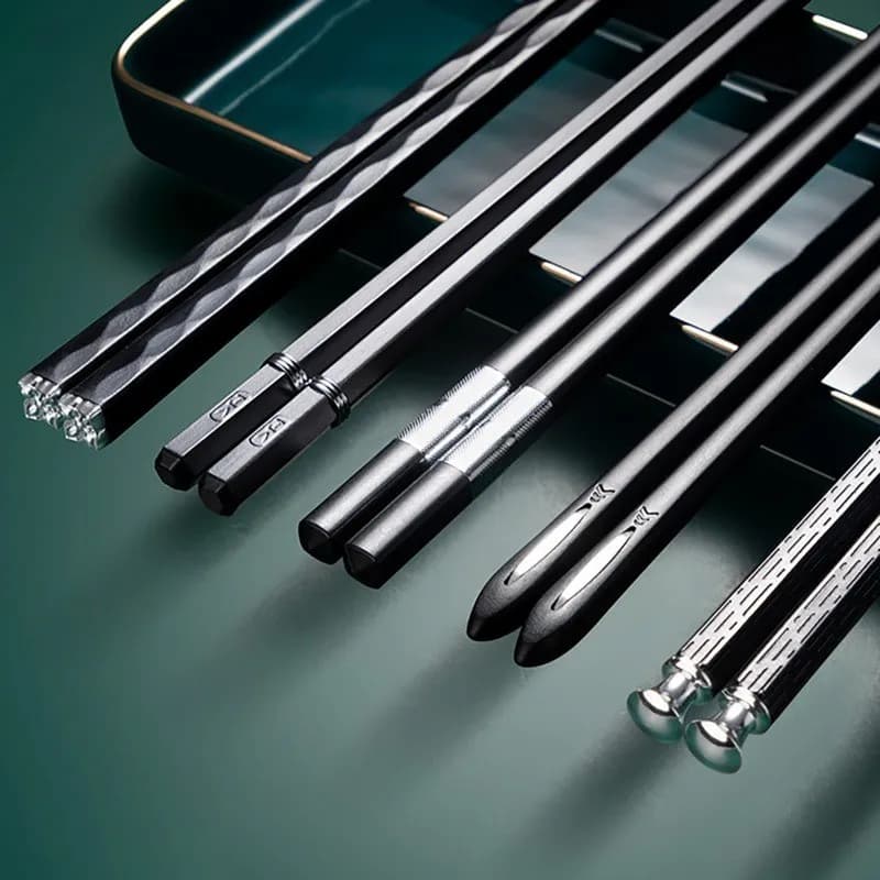 Flexible Alloy Chopsticks, Non-Slip & Easy Wash, 5 Pairs. 25cm, High Hardness, Won’t Break, Hygienic